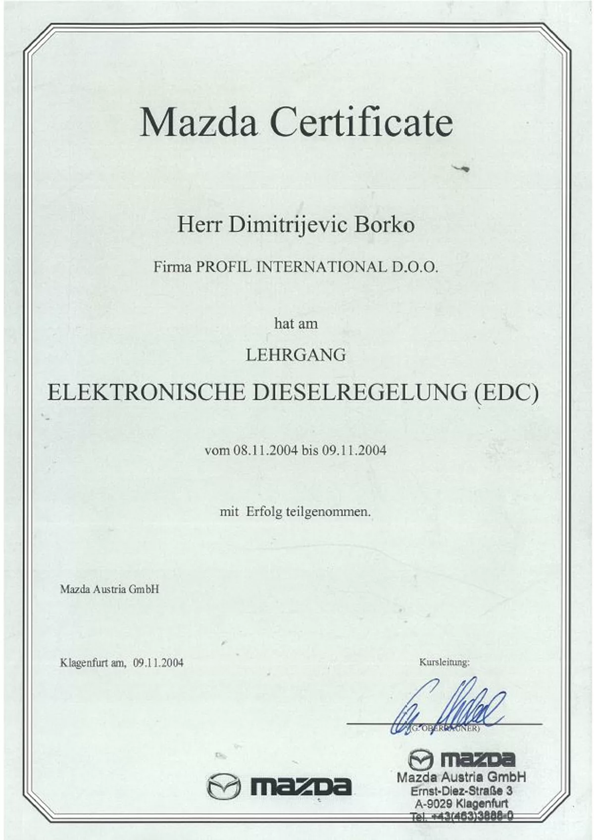 ECAP sertifikat — Borko Dimitrijević
