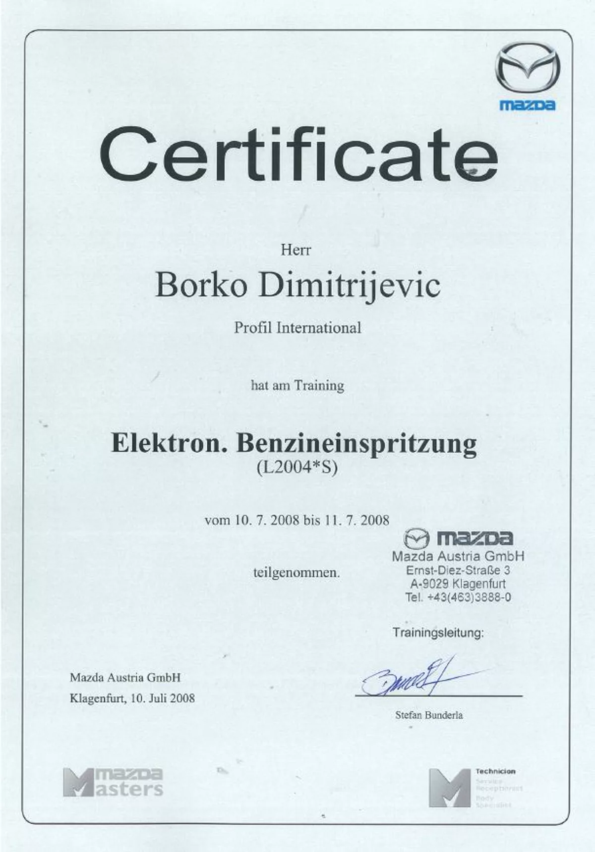 ECAP sertifikat — Borko Dimitrijević