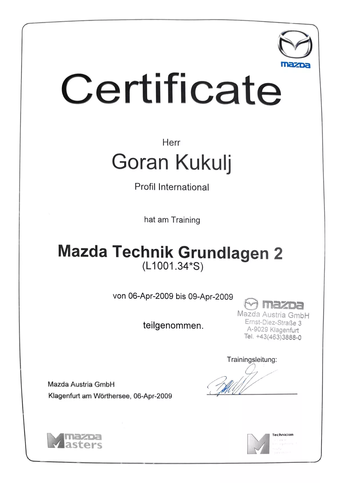 ECAP sertifikat — Goran Kukulj