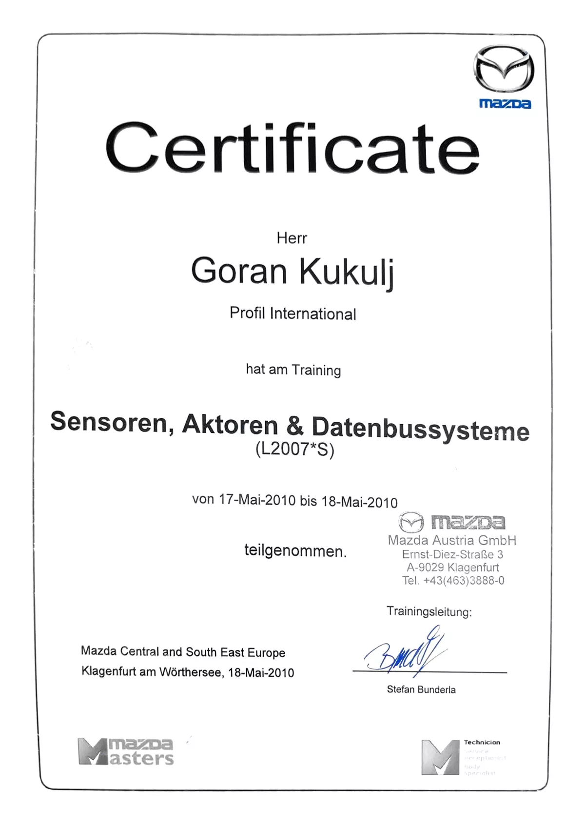 ECAP sertifikat — Goran Kukulj