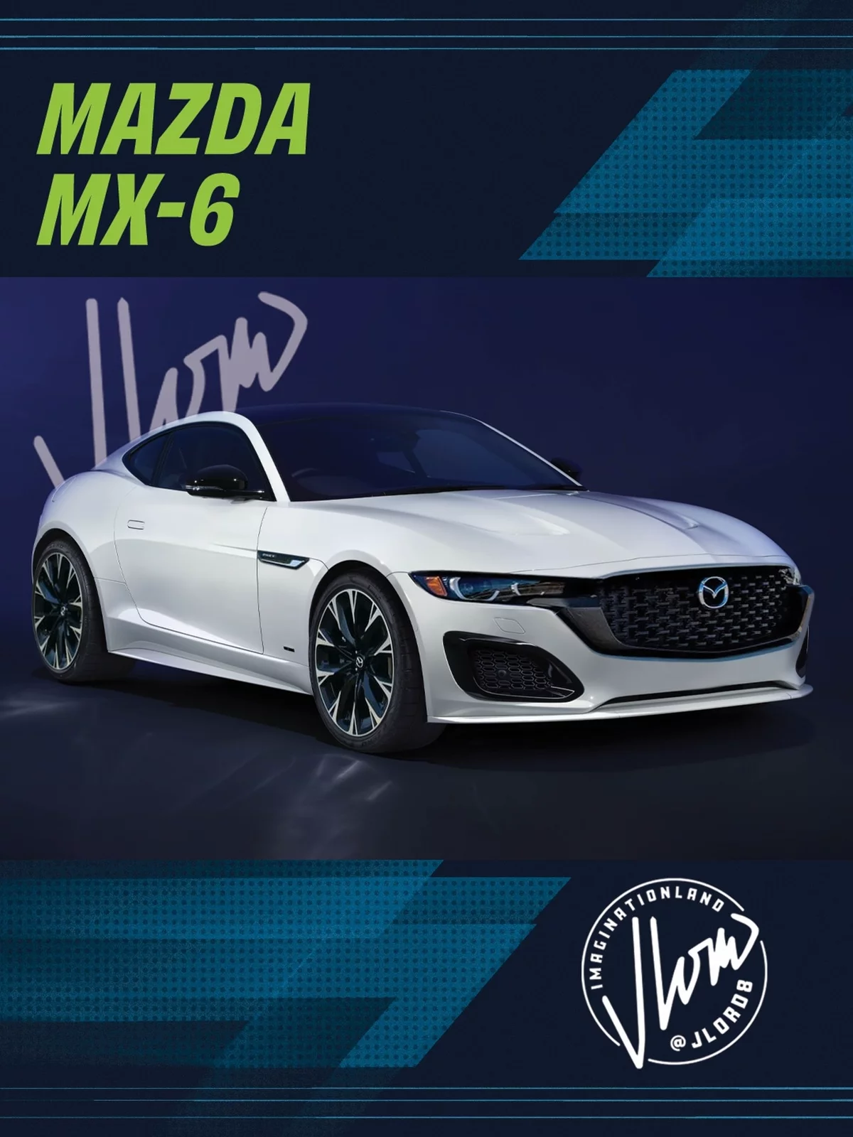 Mazda MX-6 revival kupe — CGI vizualizacija (jlord8 / Instagram)